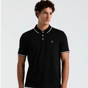 Original Penguin Jet Black And White Tipped Jersery Polo_Size Large